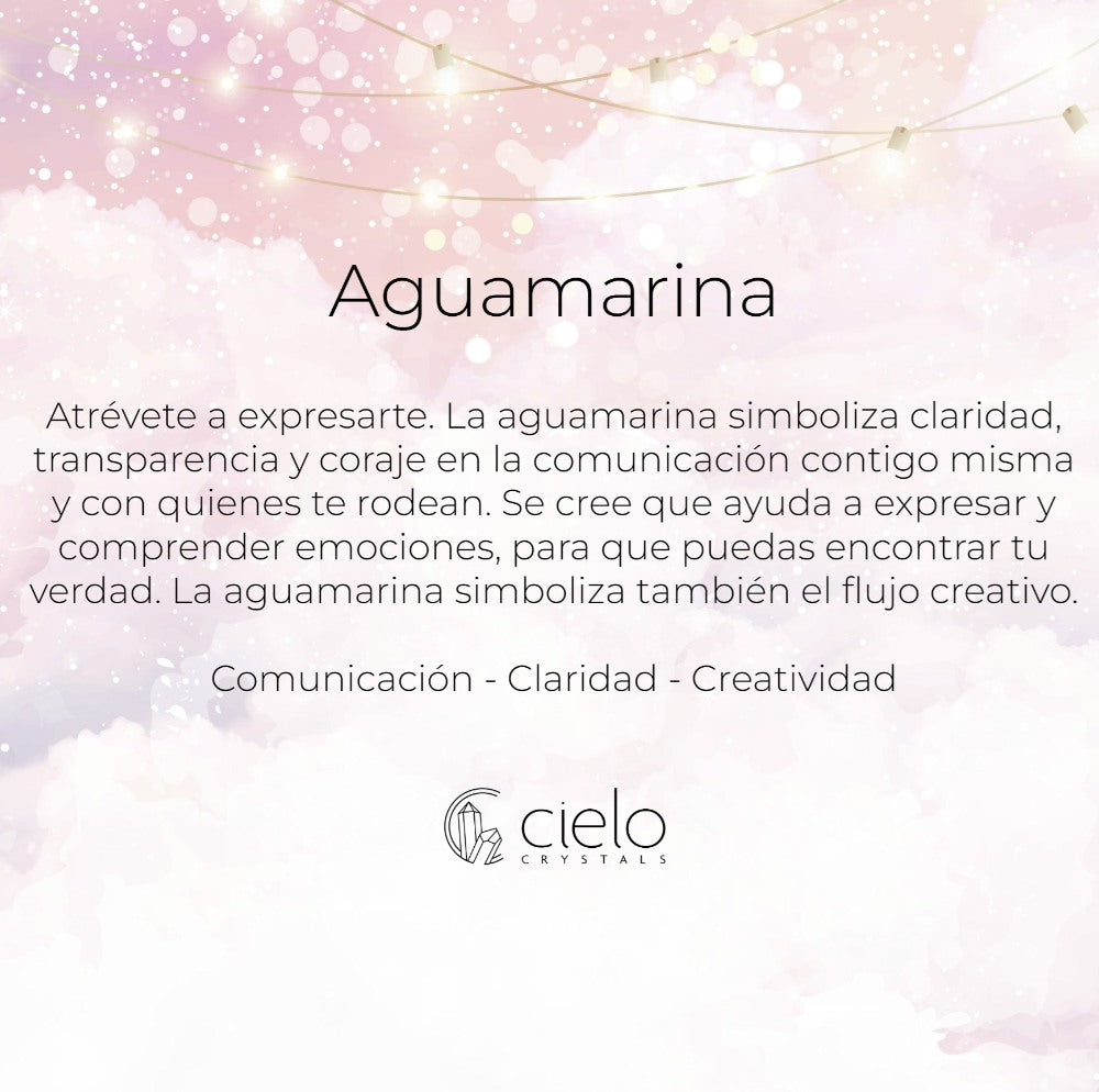 Pulsera Perlas de cristal Aguamarina Plata