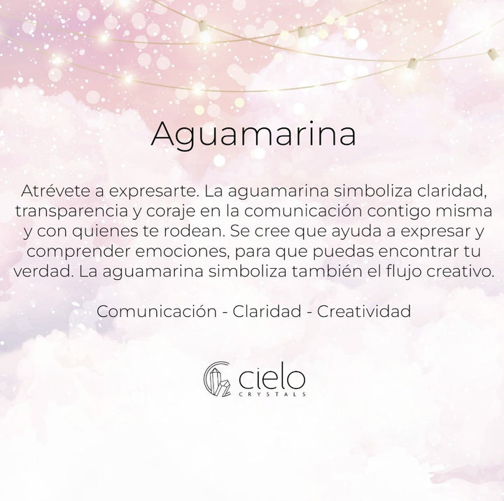 Pulsera Perlas de cristal Aguamarina Plata