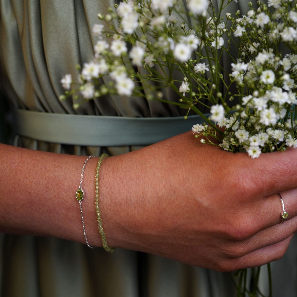 Pulsera Agosto Peridoto Plata