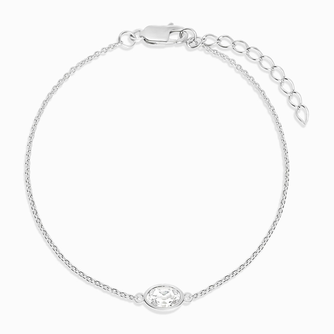 Pulsera de Cristal con Cuarzo Claro en plata. Pulsera con Cuarzo Transparente que es la piedra de nacimiento de abril.