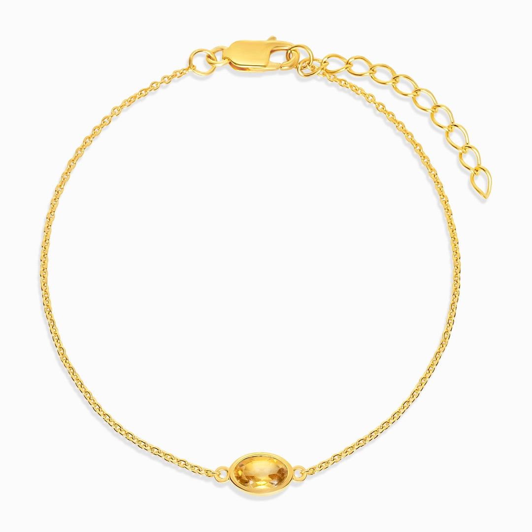 Pulsera de citrino en oro. Pulsera de cristal con cristal Citrino en oro.