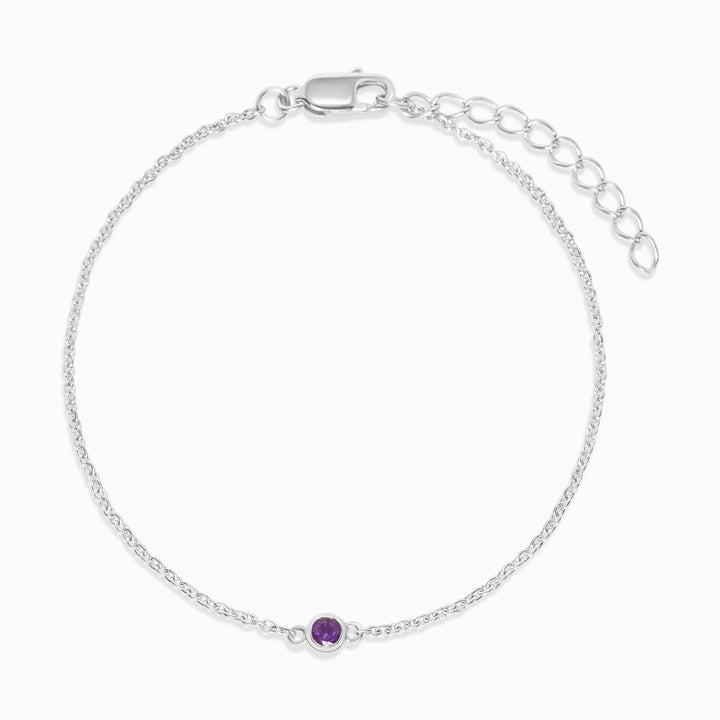 Brazalete con amatista. Pulsera de joyería de cristal con amatista. Pulsera de cristal en plata con piedra preciosa auténtica Amatista.