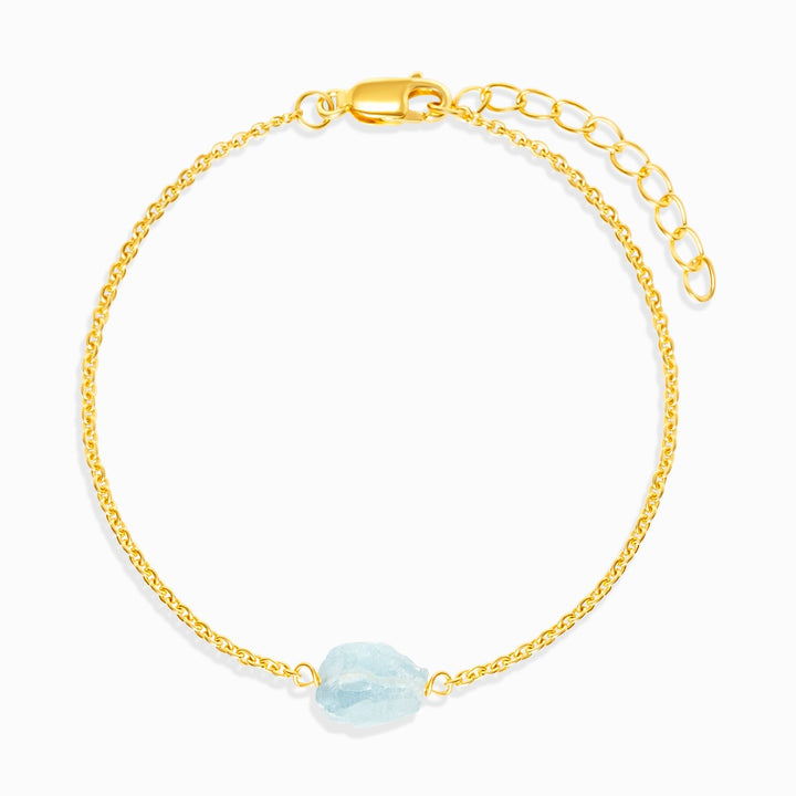 Pulsera Raw Mini Aguamarina Oro