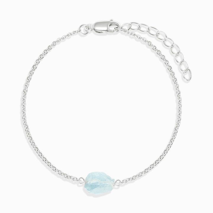 Pulsera Raw Mini Aguamarina Plata