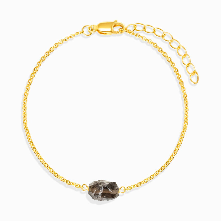 Pulsera Raw Mini Cuarzo ahumado Oro