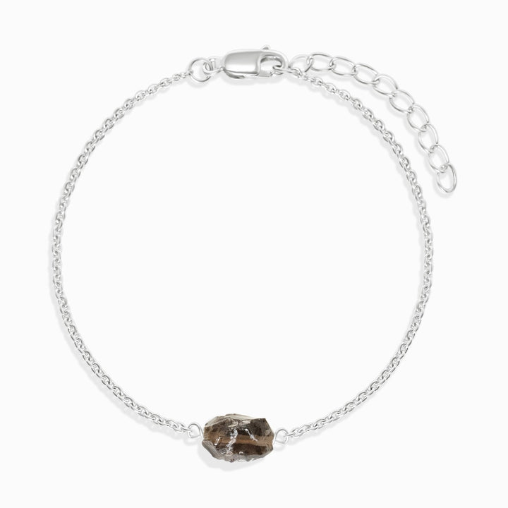 Pulsera Raw Mini Cuarzo ahumado Plata