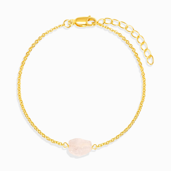 Pulsera Raw Mini Cuarzo rosa Oro