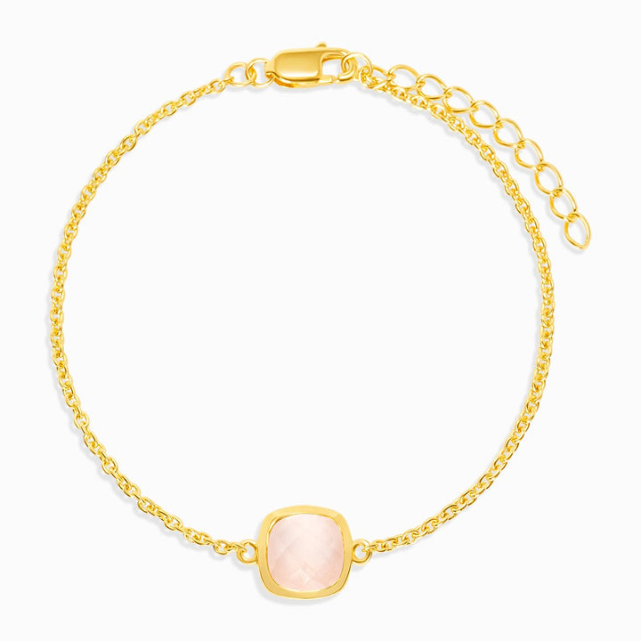 Pulsera Elegance Cuarzo rosa Oro