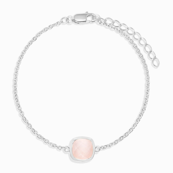 Pulsera Elegance Cuarzo rosa Plata