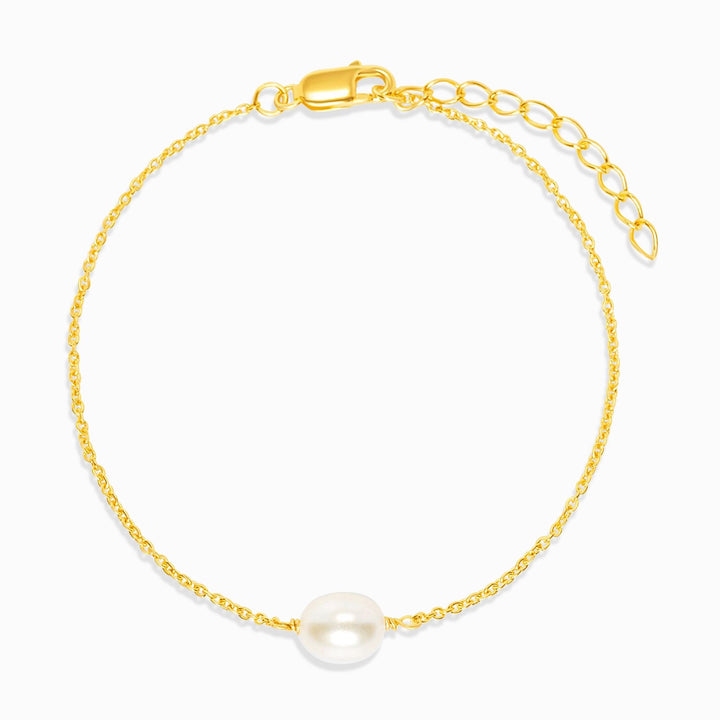 Pulsera de perlas en oro. Pulsera de perlas de agua dulce en oro. Pulsera de oro con perla.