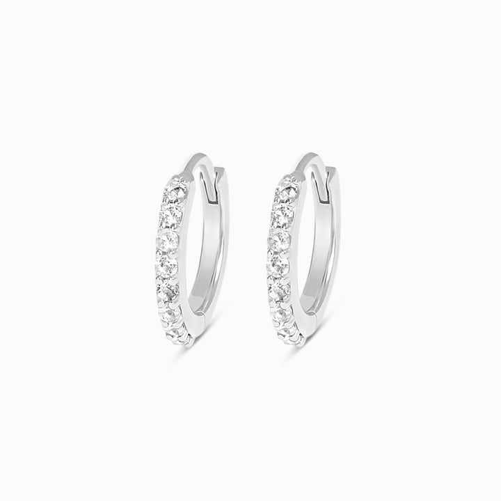 Aros de cristal Mini Topacio blanco Plata