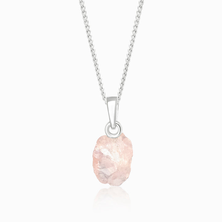 Colgante Raw Mini Cuarzo Rosa Plata