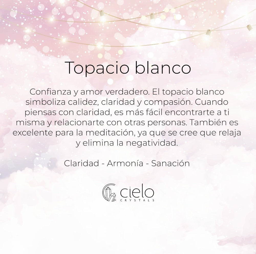 Colgante de cristal Topacio blanco Plata