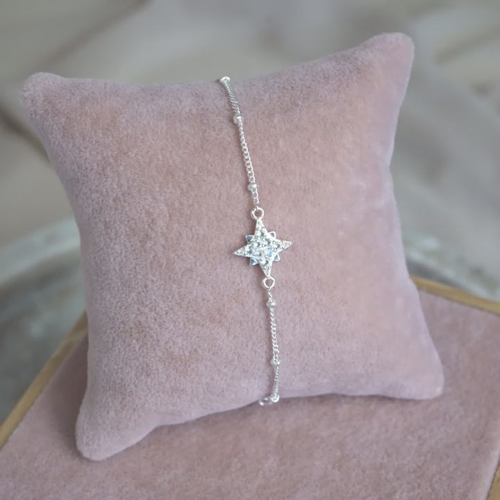 Pulsera Star Topacio blanco Plata