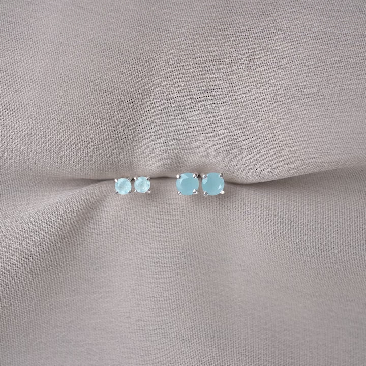 Pendientes de cristal Aguamarina Plata