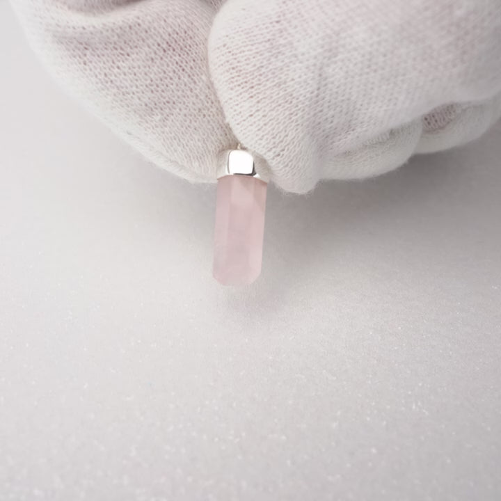 Punta de cristal Cuarzo rosa Plata