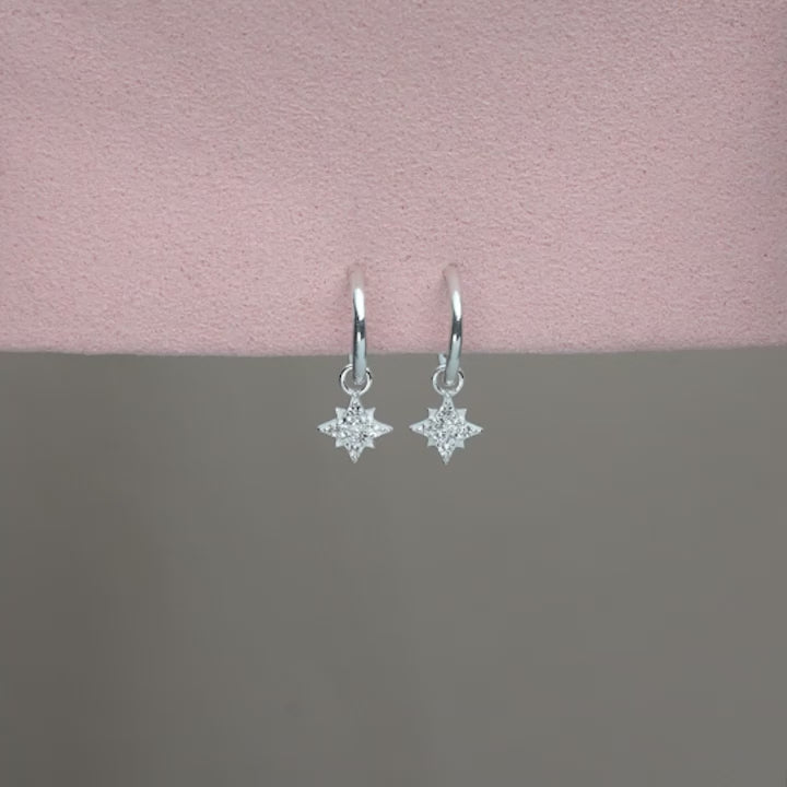 Charms para Aros Star Topacio Blanco Plata